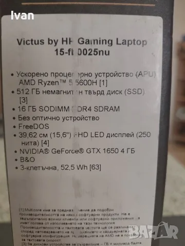 Геймърски лаптоп HP Victus 15.6 512GB 16GB, снимка 5 - Лаптопи за игри - 56200121
