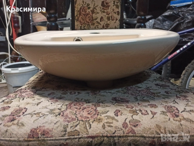 Керамичен умивалник бежов, снимка 3 - Мивки - 53217634