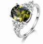 Сребърен пръстен със зелен цирконий и кристали, снимка 1 - Пръстени - 31956589