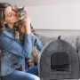 2в1 котешка къща Cat Cave Cat Bed Fluffy Cuddly Cave with Cushion Перяща се котешка къща Вътрешна сг, снимка 3