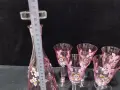 ретро стъклени чаши и гарафа Бохемия Чехословакия , снимка 2