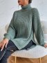 Дамски ежедневен широк пуловер с висока яка и цепка, 5цвята, снимка 16