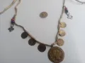 Стар накит,гердан,пендар,етно,кръст,връв,от на баба скрина, снимка 1