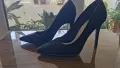 Нови черни велурени обувки на висок ток NLY Shoes, размер 39, снимка 1