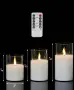 Комплект 3 броя LED безпламенни свещи с дистанционно и таймер – топла светлина, PVC, снимка 2