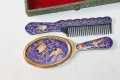 Сет огледало и гребен инкрустирани с емайл, снимка 4