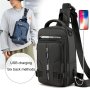 2022 Мъжка чанта за през рамо против кражба, USB зареждане, водоустойчива, многофункционална чанта з, снимка 1