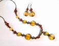 Уникален Бохо комплект бижута обици и колие с камъни Цитрин, Седеф,Яспис,Слънчев камък , снимка 5