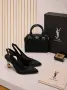 Yves Saint Laurent Дамски Черни Обувки На Ток Код E148, снимка 1