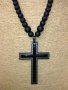 Мъжки колиета с оникс и кръст от благородна стомана. Идея за подарък. Бижута Луди гъби., снимка 1