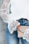 Дамска елегантна блуза в бяло с ръкави от тюл, снимка 4