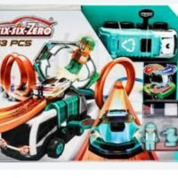 Six-Six-Zero - Санитарен камион - Плъзгаща се писта играчка от автомобилни сплави - 53 части, снимка 1 - Коли, камиони, мотори, писти - 38917082