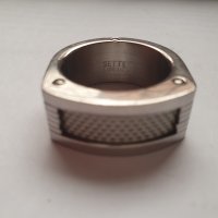 Оригинален стоманен пръстен с карбон SETTE, снимка 4 - Пръстени - 31877858
