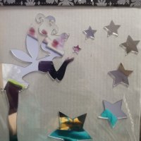 Фея Зън зън Камбанка Tinkerbell със звездички огледални декор за стена като огледало пластика, снимка 3 - Други - 37054196