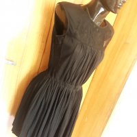 Черна къса рокля плисе солей с дантела М/Л, снимка 4 - Рокли - 34042673