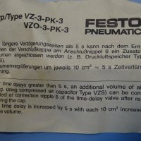 Пневматичен клапан Festo VZ-3-PK-3 5755 time delay valve, снимка 7 - Резервни части за машини - 38499885