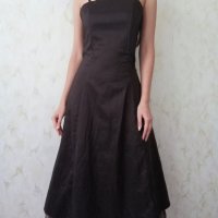 Официална елегантна дълга дамска рокля в кафяв цвят р-р S, снимка 3 - Рокли - 42814977