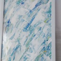 Абстрактна картина лалета, цветя пъстра 22 X 30см, бяло синьо тюркоаз, снимка 6 - Картини - 34626925