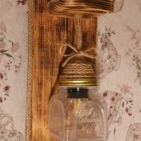 Осветление за механа, ръчно изработена дървена лампа за стена, ретро, винтидж., снимка 5 - Лампи за стена - 32099735