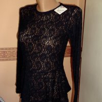 Jacqueline de Yong, Нова Дантелена блуза с пеплум, Размер XS. Код 1068, снимка 5 - Блузи с дълъг ръкав и пуловери - 29376863