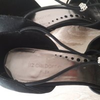 Liz Claiborne американски черни сатенени обувки, 38, снимка 5 - Дамски елегантни обувки - 42357415