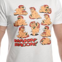 Нова мъжка забавна тениска с трансферен печат MAKIN' BACON с прасета, снимка 2 - Тениски - 37663896