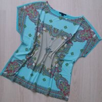 Блуза с пейсли принт в цвят аква, снимка 1 - Тениски - 29233496