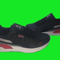 Водоустойчиви маратонки за мъже в черен цвят с червен акцент и бяла подметка, снимка 1 - Маратонки - 42716490