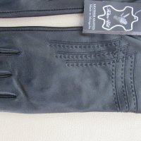 Черни дамски кожени ръкавици с подплата от естествена кожа, нови, снимка 3 - Ръкавици - 31870081