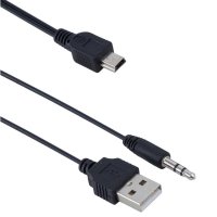 Кабел USB-A(м)/MINI USB(м)+JACK(м) 0,5m, снимка 1 - USB кабели - 42545058