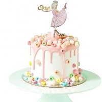 ONE 1 година годинка момиче Балерина рожден ден твърд Акрил топер за торта украса декорация, снимка 3 - Други - 30075651