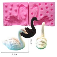 3D 2 части нежен лебед силиконов молд форма за украса торта с фондан, снимка 4 - Форми - 42667491