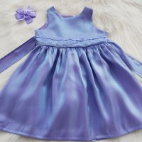 Детска официална рокля лилав сатен 9-12месеца с аксесоар за коса, снимка 10 - Бебешки рокли - 32103550