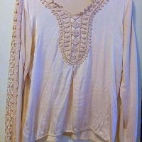 Блуза трико с дантела, снимка 1 - Блузи с дълъг ръкав и пуловери - 42218742
