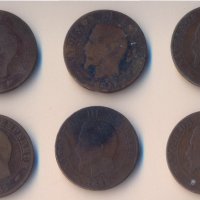 Франция лот от 6 броя от по 5 сантима 1853-1855 година, снимка 2 - Нумизматика и бонистика - 34215374
