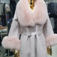 Дамско луксозно палто кашмир вълна и лисица код 348, снимка 1 - Палта, манта - 39712803