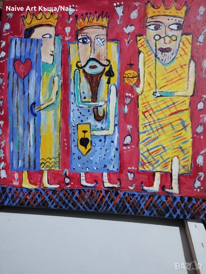 Картина платно маслени бои акрилни бои размер 42/42, снимка 1