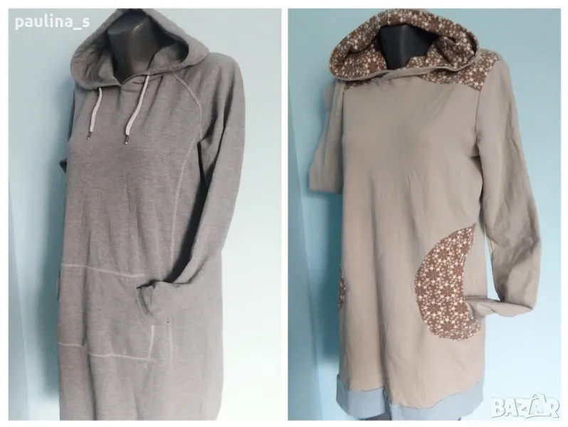 Два броя / Ватирана рокля с качулка / голям размер , снимка 1