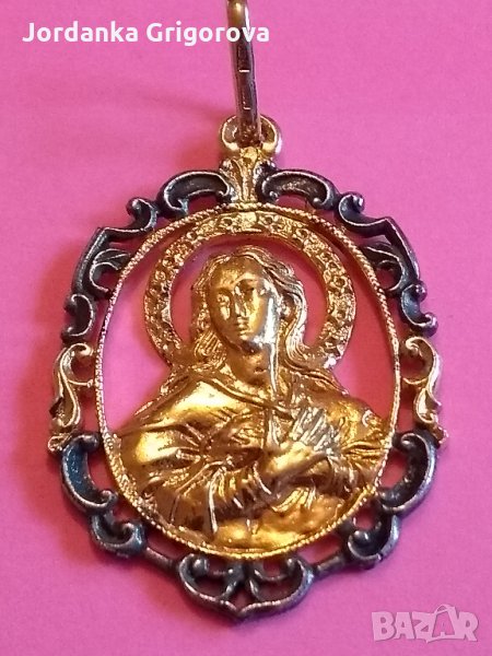 Уникална сребърна иконка с дълбока позлата, снимка 1