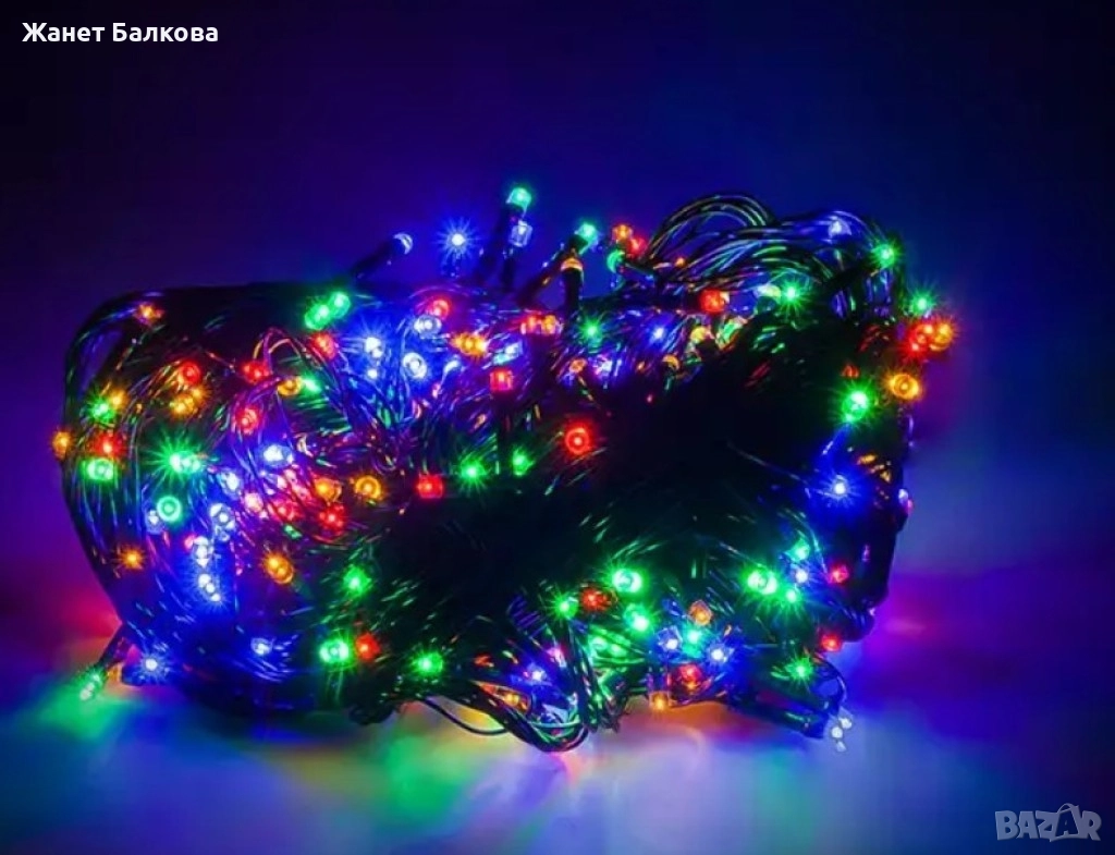 Коледни лампички Кристал с удължител 10 метра , 100 лампи, снимка 1