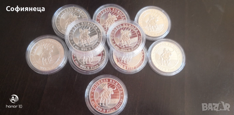 СРЕБРО 1 OZ 2022 ТОКЕЛАУ БОГИНЯТА ЕВРОПА унция, снимка 1