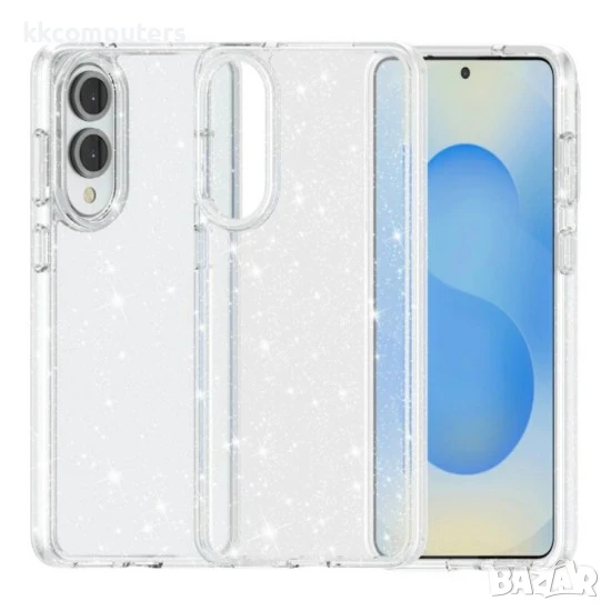 Силиконов кейс Shine 2 mm брокатен и Протектор За Samsung Galaxy S25 Edge, Прозрачен, снимка 1