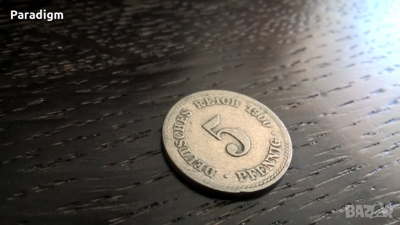 Райх монета - Германия - 5 пфенига | 1900г.; серия A, снимка 1