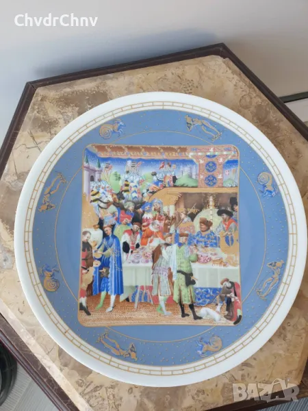 2бр Limoges Janvier-Avril/Лимож френска колекционерска декоративна порцеланова чиния-картина, снимка 1