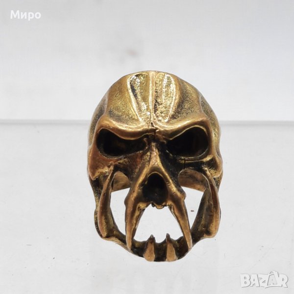 СТАР РОКЕРСКИ ПРЪСТЕН ЧЕРЕП БРОНЗ??? МЕСИНГ ???, снимка 1