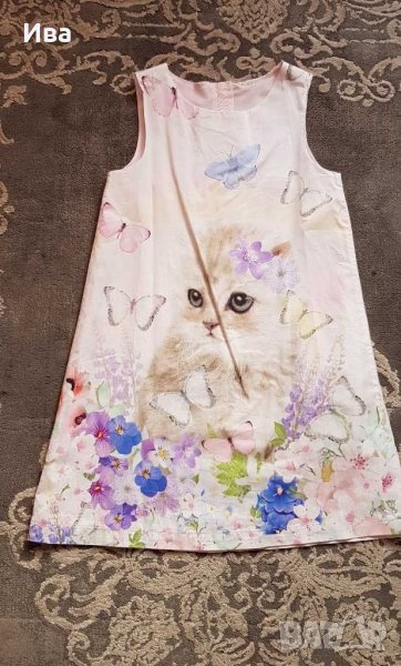  Детска рокля с котенце H&M 6-7 г., снимка 1