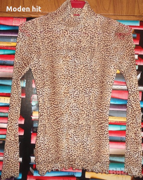 Поло от еластичен тюл - леопардов принт, снимка 1