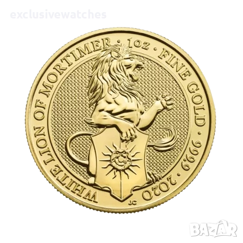1 oz Златна Монета Кралски Зверове Белият Лъв от Мортимър 2020 , снимка 1