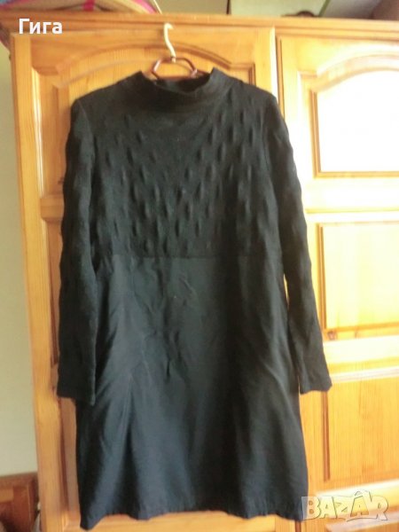 черна рокля с плетена горна част, снимка 1