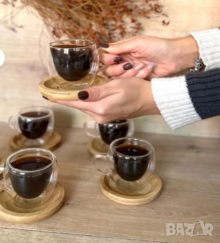 Стъклена чаша за кафе с двойно дъно 200ml, снимка 1